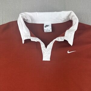 Nike Sportswear Essential Womens M Oversized Long Sleeve Polo Orange FB8720-832